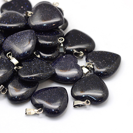 Heart Synthetic Blue Goldstone Pendants G-Q438-21-1