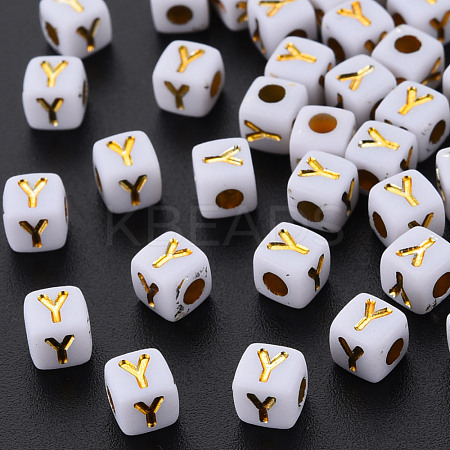 Opaque White Acrylic Beads MACR-Q242-010Y-1