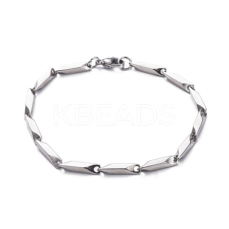 Tarnish Resistant Unisex 201 Stainless Steel Bar Link Chain Bracelets LS-BJEW-L637-35C-P-1