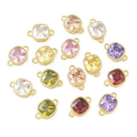 Brass Pave Cubic Zirconia Connector Charms KK-L264-11G-1