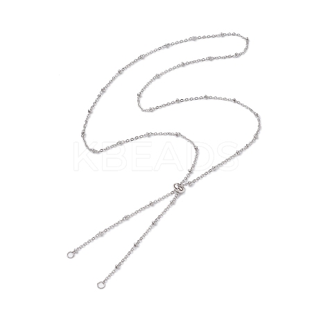 Non-Tarnish 304 Stainless Steel Satellite Chain Slider Necklace Making AJEW-JB01247-02-1