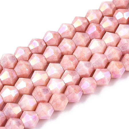 Anti-Tarnish Electroplate Bicone Glass Beads Strands EGLA-T021-4mm-16-05-1