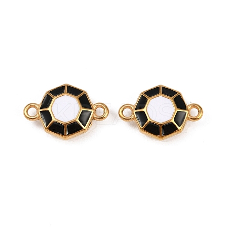 304 Stainless Steel Black and White Enamel Octagon Connector Charms STAS-Z140-11G-1