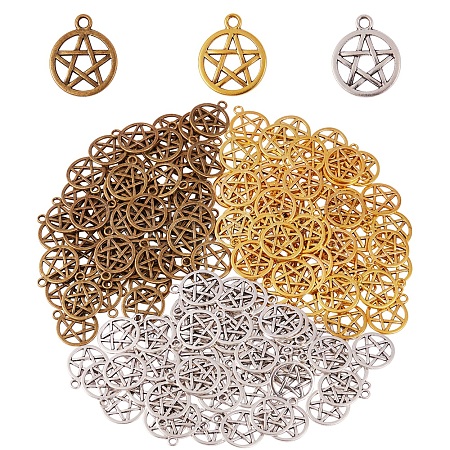 150Pcs 3 Colors Tibetan Style Alloy Wicca Charms TIBEP-SZ0001-05-1
