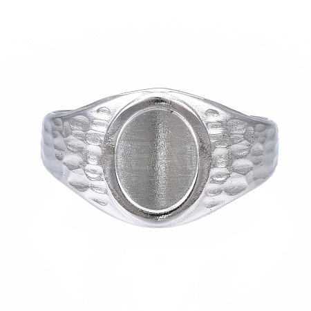 Non-Tarnish 304 Stainless Steel Oval Open Cuff Ring RJEW-T023-54P-1