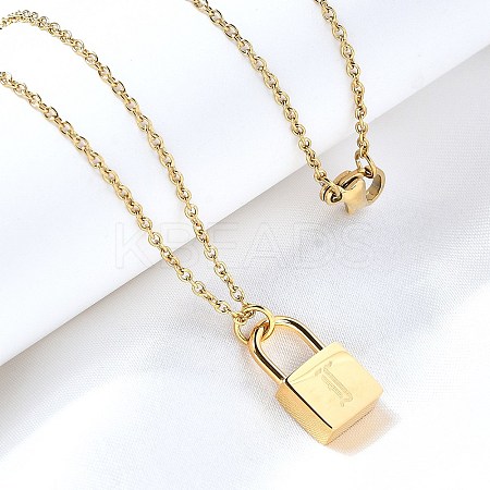 304 Stainless Steel Rolo Chain Pendant Necklaces NJEW-S444-01G-09-1