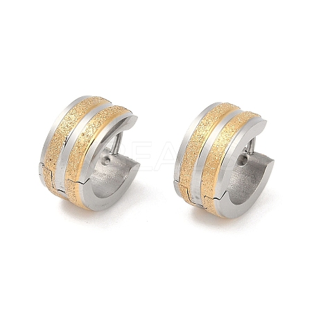 Gold Flash Sand 304 Stainless Steel Hoop Earrings  EJEW-M001-06E-P-1