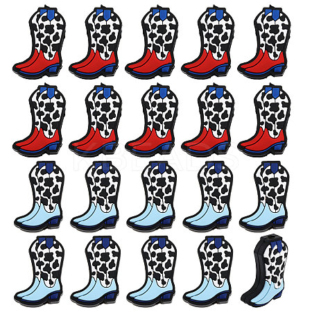 CHGCRAFT 20Pcs 2 Colors Cowboy Boot Silicone Focal Beads SIL-CA0003-19-1