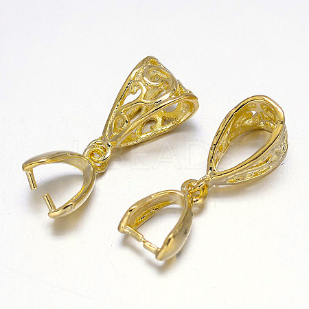 Filigree Rack Plating Brass Pendant Pinch Bails KK-L102-12G-1