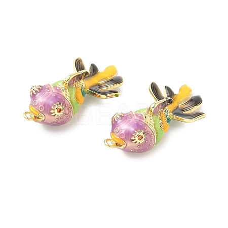 Brass Micro Pave Cubic Zirconia Enamel Pendants KK-G539-01G-02-1
