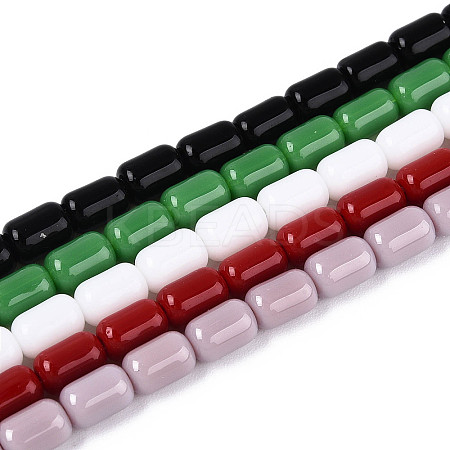 Opaque Solid Color Glass Beads Strands GLAA-N058-4x6mm-B01-1