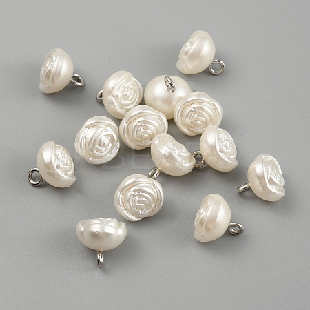 Plastic Imitation Pearl Shank Buttons FIND-WH0152-258-1