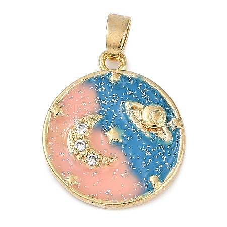 Brass With Cubic Zirconia and Enamel KK-Q005-06G-1