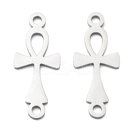 304 Stainless Steel Religion Ankh Cross Links Connector Charms STAS-S153-01P-1
