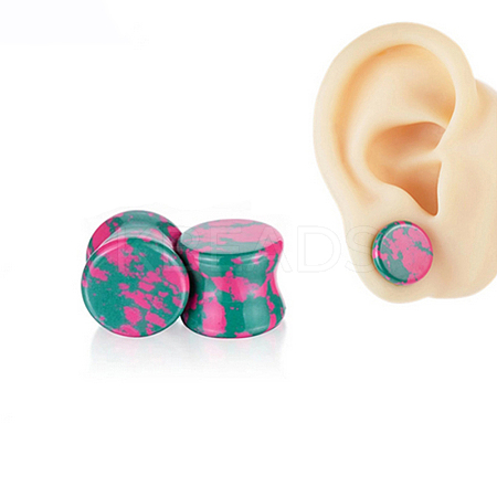 Synthetic Ruby in Zoisite Ear Gauges Flesh Tunnels Plugs EJEW-P293-02D-1