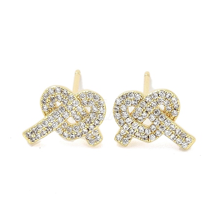 Rack Plating Brass Micro Pave Clear Cubic Zirconia Stud Earrings for Women EJEW-M260-16G-1