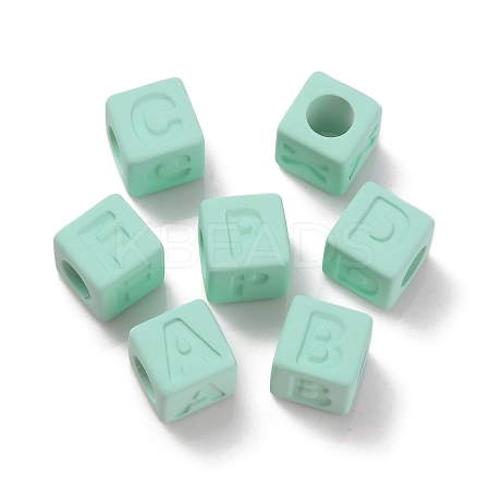 Rubberized Style Transparent Acrylic Beads OACR-K007-014B-1