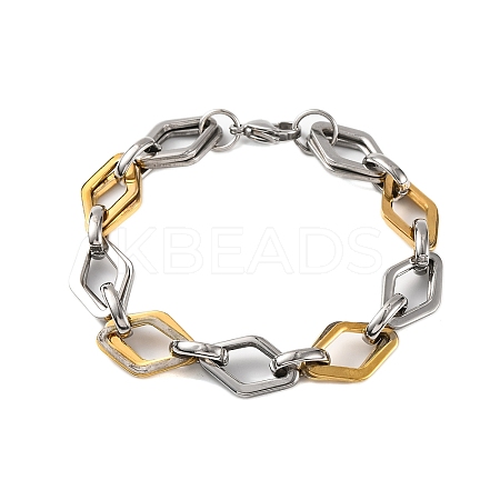 201 Stainless Steel Rhombus Link Chain Bracelets BJEW-B078-118GP-1
