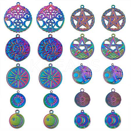 Rack Plating 20Pcs 10 Style 304 Stainless Steel Pendants STAS-SZ0002-60-1