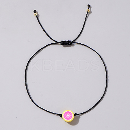 Fruit Lemon Polymer Clay Braided Bead Bracelets LP5577-13-1