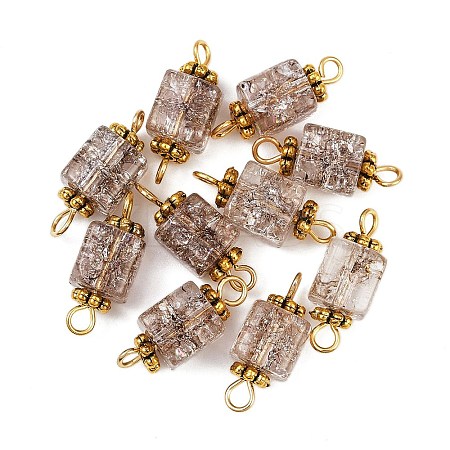 10Pcs Crackle Glass Cube Connector Charms PALLOY-JF03962-1