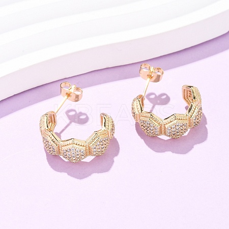 Brass Micro Pave Cubic Zirconia Stud Earrings EJEW-B153-03G-1
