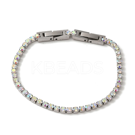 304 Stainless Steel Rhinestone Cup Chain Bracelets BJEW-S002-01F-1