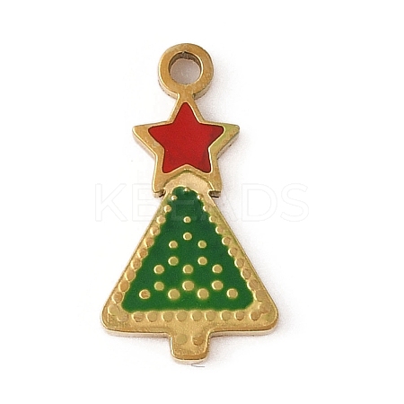 Christmas Theme Ion Plating(IP) 304 Stainless Steel Enamel Charms STAS-Z083-08G-01-1