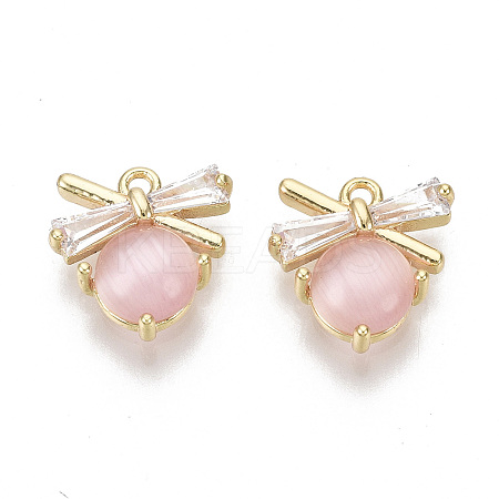 Brass Micro Pave Clear Cubic Zirconia Charms LS-KK-S356-083-NF-1