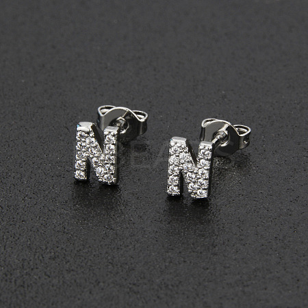 Brass Micro Pave Clear Cubic Zirconia Stud Earrings FS-WGC2F12-14-1