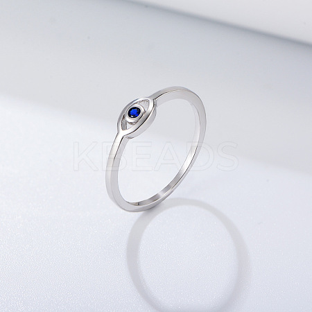 Evil Eye 925 Sterling Silver Micro Pave Cubic Zirconia Finger Rings for Women FS-WG42376-03-1