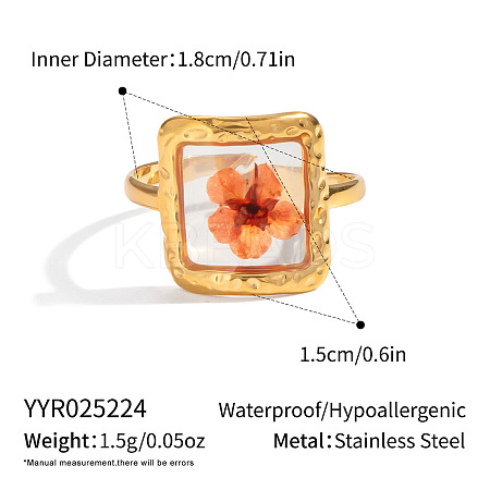 304 Stainless Steel with Enamel Flower Open Rings for Women LS-VV0742-3-1