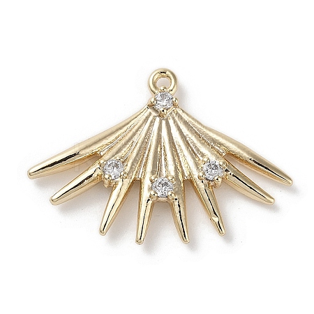 Brass Micro Pave Clear Cubic Zirconia Pendants KK-G491-18G-1