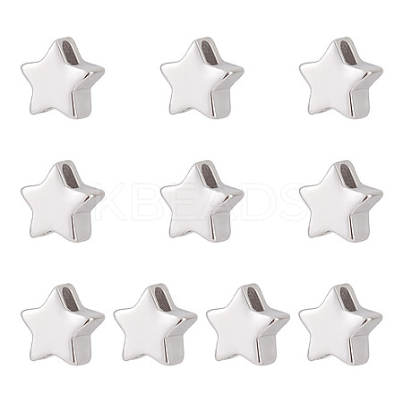 10Pcs Rhodium Plated 925 Sterling Silver Beads FIND-GO0002-59-1