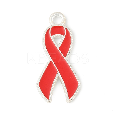 No To Drugs Red Awareness Ribbon Theme Alloy Enamel Pendants LS-ENAM-C026-02B-S-1