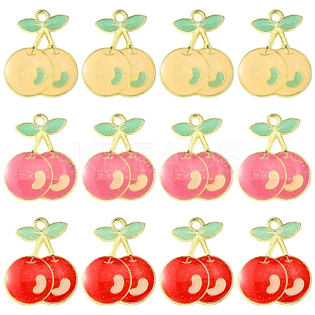 12Pcs 3 Colors Light Gold Plated Alloy Enamel Pendants FIND-FS0002-83-1