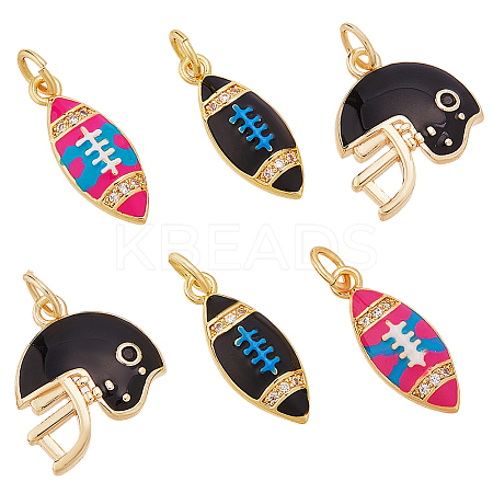 6Pcs 3 Styles Brass Enamel Pendants KK-AR0004-43-1