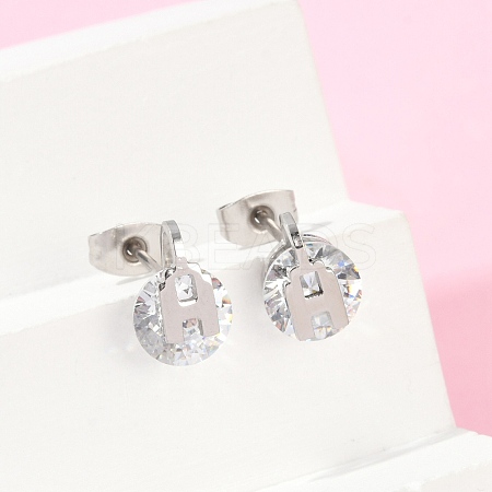 304 Stainless Steel Micro Pave Clear Cubic Zirconia Stud Earrings EJEW-Z089-03P-1