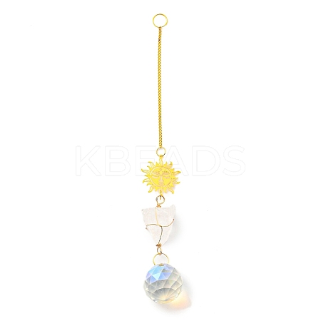 Wire Wrapped Nuggets Natural Quartz Crystal Pendant Decorations HJEW-C008-03A-G-1