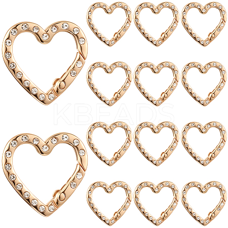 20Pcs Zinc Alloy Rhinestone Spring Gate Rings FIND-SP0004-36LG-1