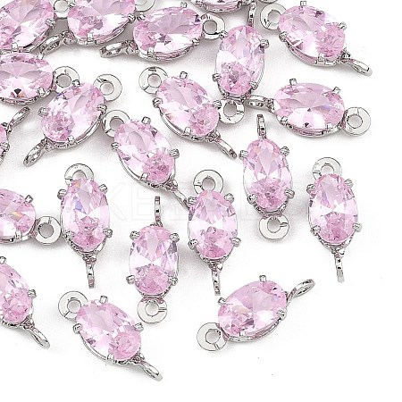 SHEGRACE Brass Pave Cubic Zirconia Oval Connector Charms XGRQ2O046-437B-P-1