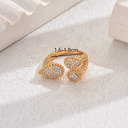 Vintage Luxury Teardrop Brass Cuff Ring GJ7383-2-1