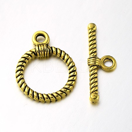 Tibetan Style Alloy Ring Toggle Clasps X-PALLOY-N0112-01AG-1