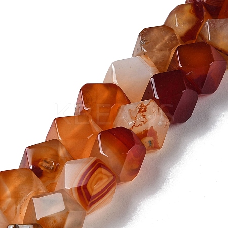 Natural Red Agate Star Cut Round Beads Strands G-M418-C04-01-1