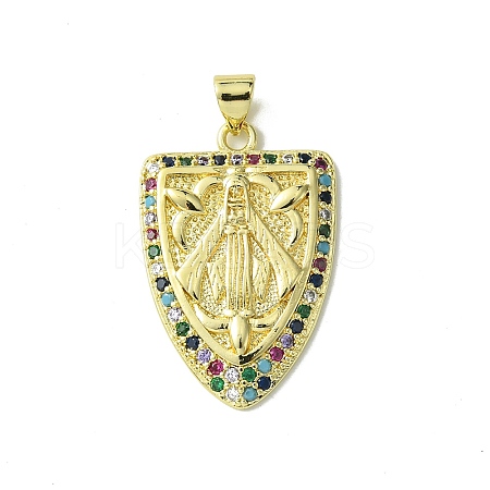 Mother's Day Real 18K Gold Plated Brass Micro Pave Cubic Zirconia Pendants KK-H472-15G-01-1
