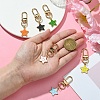 Star with Smiling Face Alloy Enamel Pendant Decorations HJEW-YW00010-01-5