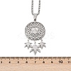 201 Stainless Steel Woven Web/Net with Leaf Pendant Necklaces LS-NJEW-K283-07P-3