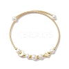 Natural Cultured Freshwater Pearl Bangle with Star Moon Brass Beads BJEW-JB10194-1
