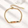 Rectangle 304 Stainless Steel Glass Link Bracelets for Women BJEW-K237-17G-2