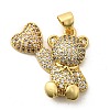 Rack Plating Bear Brass Micro Pave Cubic Zirconia Pendants KK-E102-06G-03-1